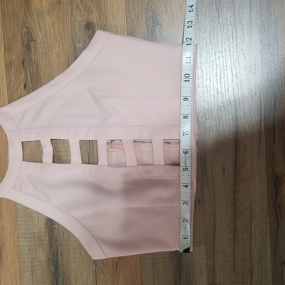TOBI Baby Pink Halter Crop Top with Cut Outs and exposed back zipper - Picture 10 of 11